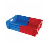 Caisse pleine empilable emboîtable 600 x 400 25 L bleu rouge