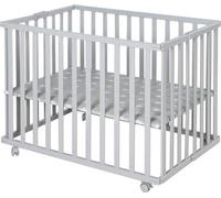 Caisse pliante 74 x 100 cm, couleur taupe, aspect bois, peu encombrante, avec roulettes