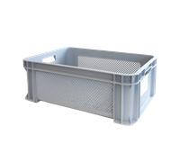 Caisse renforcée finement ajourée avec poignées 545 x 390 x 200 mm - 30 L - gris
