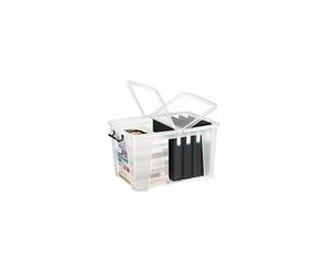 Caisse transparente avec couvercle clipsable et poignées 40 l