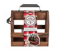 Caisse Vintage en Bois Décapsuleur - Marron - 24x15x22 cm - Capacité 6 canettes - Bois et Métal