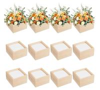 Caisses en bois, 12 pièces, non traitées, avec rembourrage en mousse, dimensions : 10 x 10 x 5,9 cm
