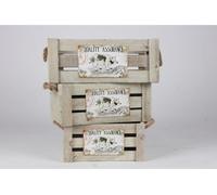 Caisses en bois Lot de 3 boîtes de rangement Corbeille à fruits Pomme Ordre Stockage Décoration