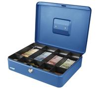 Caissette à monnaie avec compartiments pour billets et pièces 30 cm, bleu