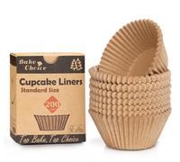 Caissette Muffins Papier,200 pièces Standard,Naturel Moule Muffins Papier,Parchemin Résistant à la Graisse & Non Blanchi,Pour fêtes & Anniversaires & Mariages & Pâtisserie,Dimensions Standard
