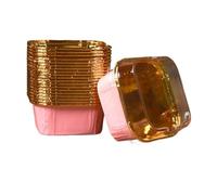 Caissette Muffins Papier 50 Set Lettres Marron Muffin Cupcake Gobelets En Papier Carré Liner Avec Couvercle Cuisson Boîte Tasse Cas Plateau Gâteau D'anniversaire Décor De Fête(Pink)