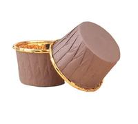 Caissette Muffins Papier Tasse en papier for Cupcakes dorés, 100 pièces, doublure de Cupcake résistante à l'huile, plateau tasse cuisson, étui d'emballage for for fête mariage(Brown+gold)