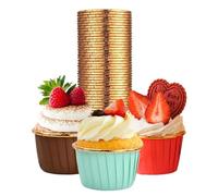Caissettes Cupcake,75Pcs Moules de Cuisson en Papier d'aluminium Tasses de Papier de Cuisson pour cupcakes anniversaire mariage, fête de Noël 3-couleurs