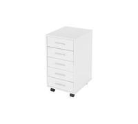 Caisson à roulettes avec 5 tiroirs de bureau 33x38x63,5cm meuble rangement blanc