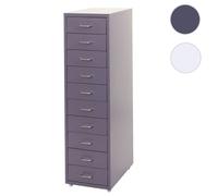 Mendler Caisson à roulettes Boston T851 en acier 10 tiroirs 110x28x41 cm Gris foncé