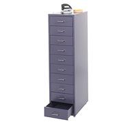 Mendler Caisson à roulettes Boston T851 en acier 10 tiroirs 110x28x41 cm Gris foncé