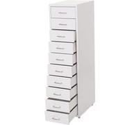 Caisson a roulettes Boston T851, armoire à tiroirs, 110x28x41cm 10 tiroirs blanc Blanc G