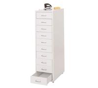 Caisson a roulettes Boston T851, armoire à tiroirs armoire en acier, 110x28x41cm 10 tiroirs blanc Multicolore