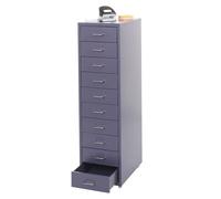 Caisson a roulettes Boston T851, armoire à tiroirs armoire en acier, 110x28x41cm 10 tiroirs gris foncé