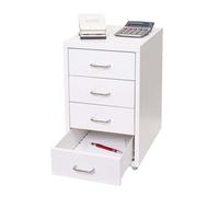 Mendler Caisson à roulettes Boston T851 48x28x41cm 4 tiroirs Blanc