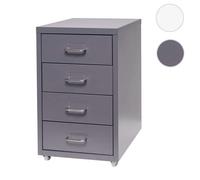 Caisson à roulettes Boston T851, armoire à tiroirs, en acier, 48x28x41cm, 4 tiroirs gris foncé