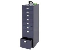 Caisson à roulettes Boston T851, placard à tiroirs en acier, 109x28x44 cm 8 tiroirs gris foncé