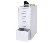 Caisson à roulettes Boston T851, placard à tiroirs en acier, 69x28x44cm 5 tiroirs blanc