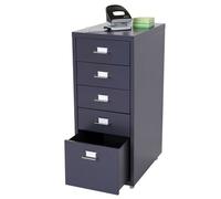 Caisson à roulettes Boston T851, placard à tiroirs en acier, 69x28x44cm 5 tiroirs gris foncé