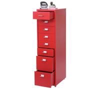 Caisson à roulettes Boston T851, placard en acier, 109x28x44cm 8 tiroirs rouge