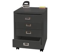 Caisson à roulettes HWC-L49, armoire à tiroirs acier armoire à dossiers, métal 55x40x41cm 4 tiroirs gris foncé