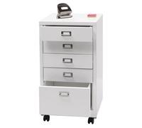 Caisson à roulettes HWC-L49, armoire à tiroirs acier armoire à dossiers, métal 75x40x41cm 5 tiroirs blanc