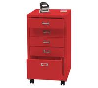 Caisson à roulettes HWC-L49, armoire à tiroirs acier armoire à dossiers, métal 75x40x41cm 5 tiroirs rouge