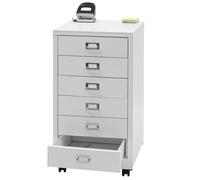 Caisson à roulettes HWC-L49, armoire à tiroirs acier armoire à dossiers, métal 75x40x41cm 6 tiroirs blanc