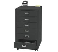 Caisson à roulettes HWC-L49, armoire à tiroirs acier armoire à dossiers, métal 75x40x41cm 6 tiroirs gris foncé