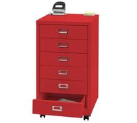 Caisson à roulettes HWC-L49, armoire à tiroirs acier armoire à dossiers, métal 75x40x41cm 6 tiroirs rouge