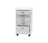 Caisson à roulettes HWC-L49, armoire à tiroirs acier armoire à dossiers, métal 75x40x41cm 5 tiroirs blanc