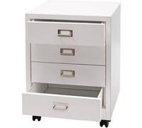 Caisson à roulettes MENDLER HWC-L49 métal 55x40x41cm 4 tiroirs blanc Blanc G