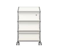 Caisson à roulettes USM Haller 3 tiroirs blanc pur avec serrure 42x61x53 cm