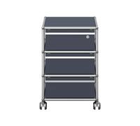 Caisson à roulettes USM Haller 3 tiroirs gris anthracite avec serrure 42x61x53 cm