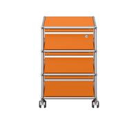 Caisson à roulettes USM Haller 3 tiroirs orange pur avec serrure 42x61x53 cm