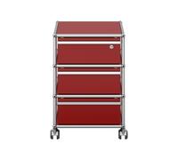Caisson à roulettes USM Haller 3 tiroirs rouge ru vec serrure 42x61x53 cm