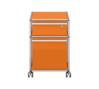 Caisson à roulettes USM Haller rangement pour dossiers suspendus orange pur avec serrure 42x61x53 cm