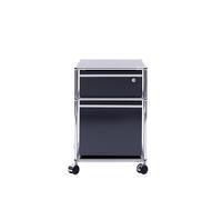 Caisson à roulettes USM noir graphite rangement pour dossiers suspendus avec serrure 42x61x53 cm