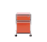 Caisson à roulettes USM orange pur rangement pour dossiers suspendus avec serrure 42x61x53 cm