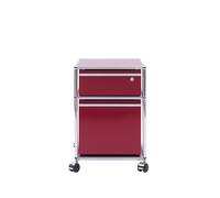 Caisson à roulettes USM rouge rubis rangement pour dossiers suspendus avec serrure 42x61x53 cm