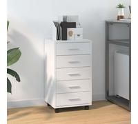 Caisson à Tiroir de Bureau avec Roulettes et 5 Tiroirs Armoire Blanc vidaXL