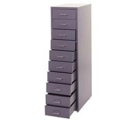 Caisson a tiroirs armoire de bureau 110 x 28 x 41 cm 10 tiroirs en acier gris fonce 04_0008256