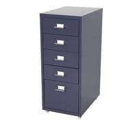 Caisson a tiroirs meuble de rangement bureau sur roulettes 69x28x41cm 5 tiroirs acier gris fonce 04_0004358
