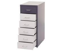 Caisson a tiroirs sur roulettes rangement bureau 6 tiroirs 69x28x41cm en acier gris fonce blanc noir gris fonce 04_0004355