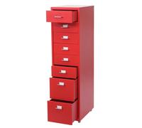 Caisson a tiroirs sur roulettes rangement bureau 8 tiroirs 110x28x41cm en acier rouge 04_0004356