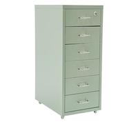 Caisson Bureau 6 Tiroirs Métallique avec Roulettes et Serrure Vert 41x28x69 | Charge10kg/tiroir,serrure sécurité,roulettes mobiles,poignées ergonomiques bureau,atelier,rangement documents et fournitures