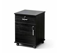 Caisson Bureau Bois Tiroir Porte Verrouillable Mobile sous Bureau | 4 Coloris, Glissières Silencieuses, Roulettes 360°, Plateau Supérieur, Revêtement Résistant(Black Willow,56 cm)