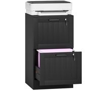 Caisson bureau - HOMCOM - 2 tiroirs et serrures - barres de suspension réglables pour dossiers A4 et lettre - 40 x 40 x 71 cm - noir