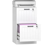 Caisson bureau - HOMCOM - 2 tiroirs et serrures - barres de suspension réglables pour dossiers A4 et lettre - 40 x 40 x 71 cm blanc