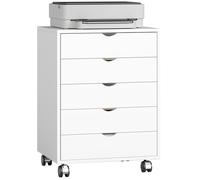 Caisson bureau - HOMCOM - 5 tiroirs - documents A3/Lettre/A4 - bois - 50 x 40 x 67,5 cm - blanc